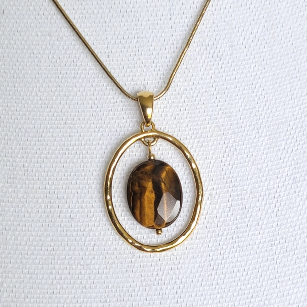 Tigers Eye Gold Tone Necklace